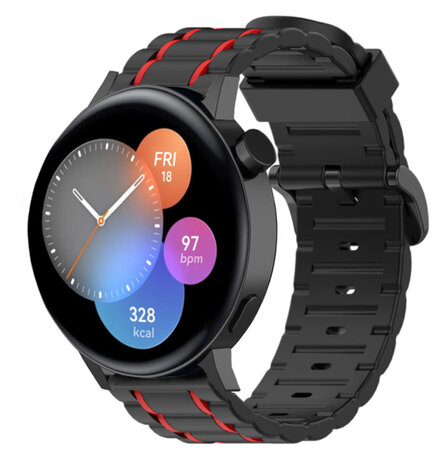 Strap-it Strap-it Bracelet sport á boucle Huawei Watch GT 3 42mm (noir/rouge) Strap-it Strap-it Bracelet sport á boucle Huawei Watch GT 3 42mm (noir/rouge)