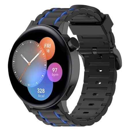 Strap-it Strap-it Bracelet sport á boucle Huawei Watch GT 3 42mm (noir/bleu) Strap-it Strap-it Bracelet sport á boucle Huawei Watch GT 3 42mm (noir/bleu)