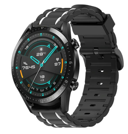 Strap-it Strap-it Bracelet sport á boucle Huawei Watch GT 2 (noir/blanc)