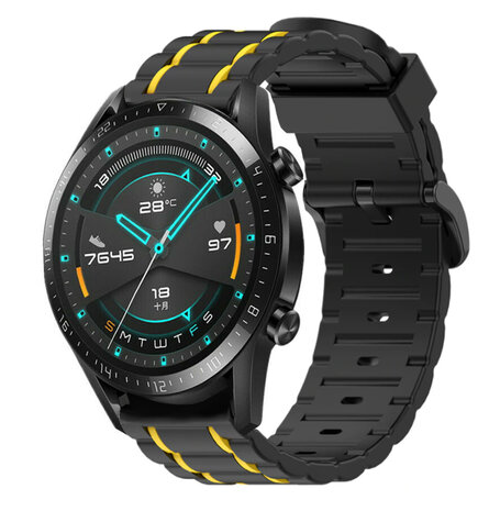 Strap-it Strap-it Bracelet sport á boucle Huawei Watch GT 2 (noir/jaune)
