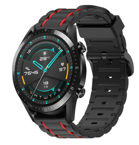 Strap-it Strap-it Bracelet sport á boucle Huawei Watch GT 2 (noir/rouge)