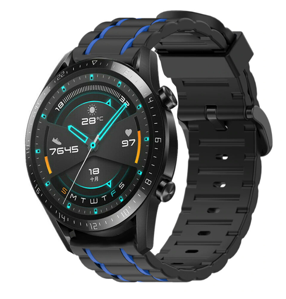 Strap-it Strap-it Bracelet sport á boucle Huawei Watch GT 2 (noir/bleu)