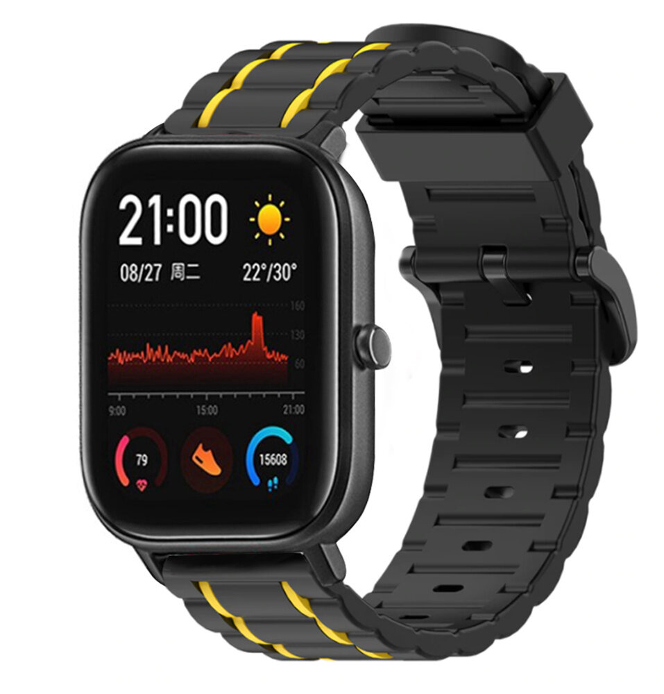 Strap-it Strap-it Bracelet sport á boucle Xiaomi Amazfit GTS (noir/jaune)