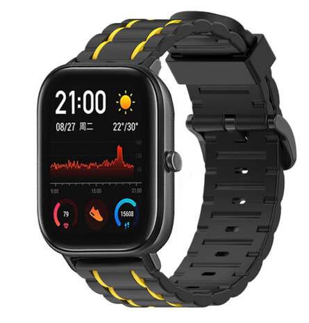 Strap-it Strap-it Bracelet sport á boucle Xiaomi Amazfit GTS (noir/jaune)