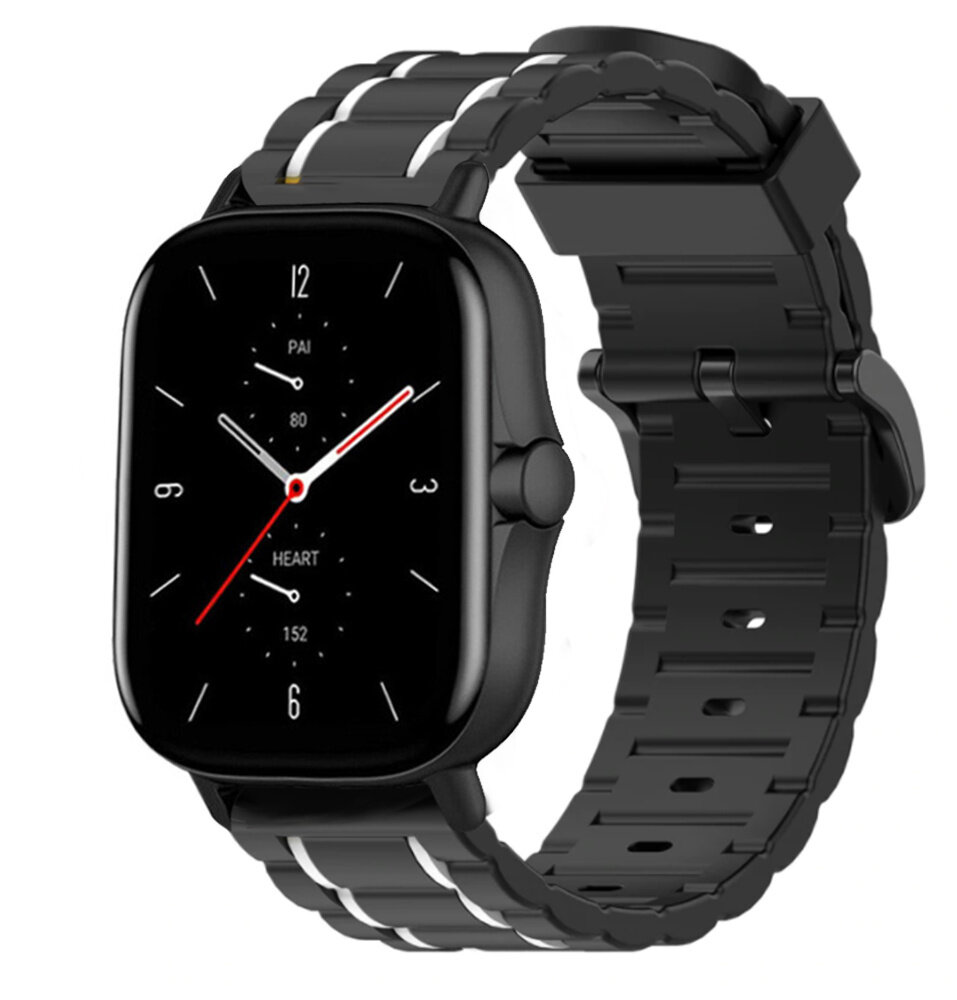 Strap-it Strap-it Bracelet sport á boucle Amazfit GTS 2 (noir/blanc)