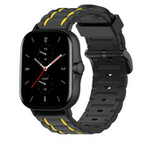 Strap-it Bracelet sport á boucle Amazfit GTS 2 (noir/jaune)