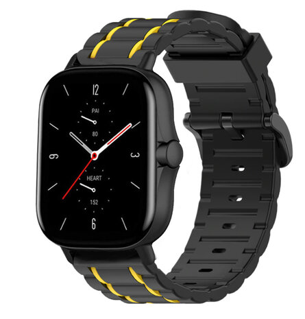 Strap-it Strap-it Bracelet sport á boucle Amazfit GTS 2 (noir/jaune)