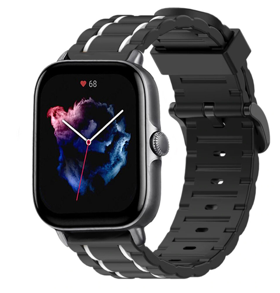 Strap-it Strap-it Bracelet sport á boucle Amazfit GTS 3 (noir/blanc)