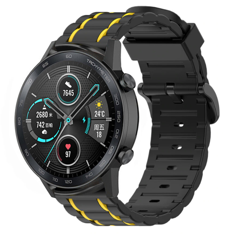 Strap-it Strap-it Bracelet sport á boucle Honor Magic Watch 2 (noir/jaune)