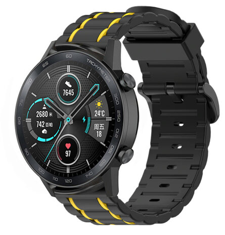 Strap-it Strap-it Bracelet sport á boucle Honor Magic Watch 2 (noir/jaune)