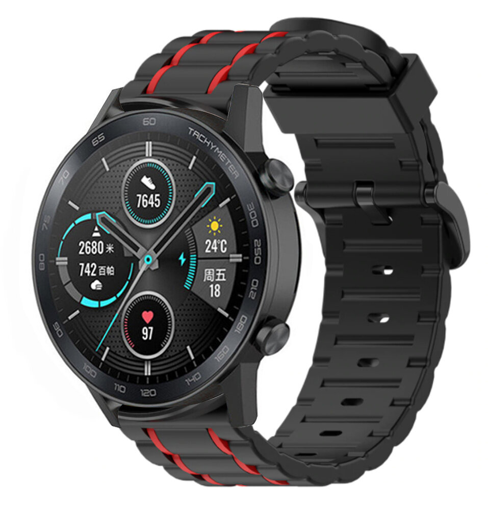 Strap-it Strap-it Bracelet sport á boucle Honor Magic Watch 2 (noir/rouge)