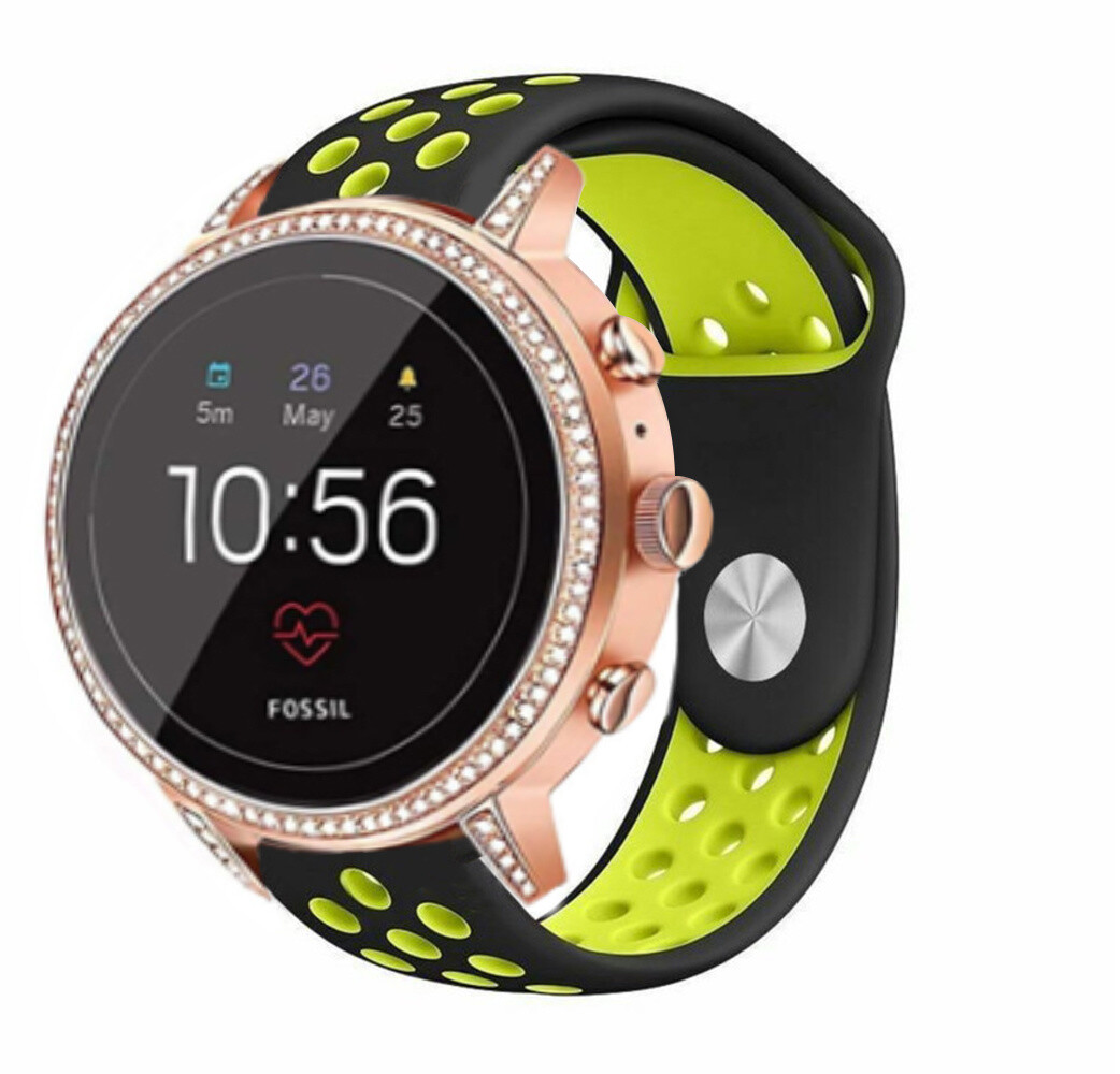 Strap-it Strap-it Bracelet Sport Fossil Gen 5e 42mm - noir/jaune