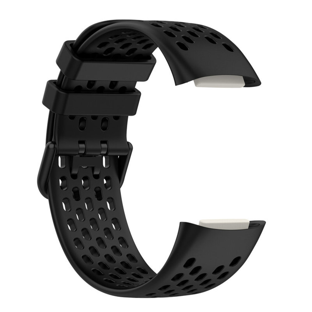 Strap-it Strap-it Bracelet silicone avec trous Fitbit Charge 5 (noir)
