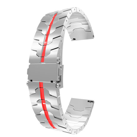 Strap-it Strap-it Bracelet acier fer Samsung Galaxy Watch 3 45mm (argent/rouge)