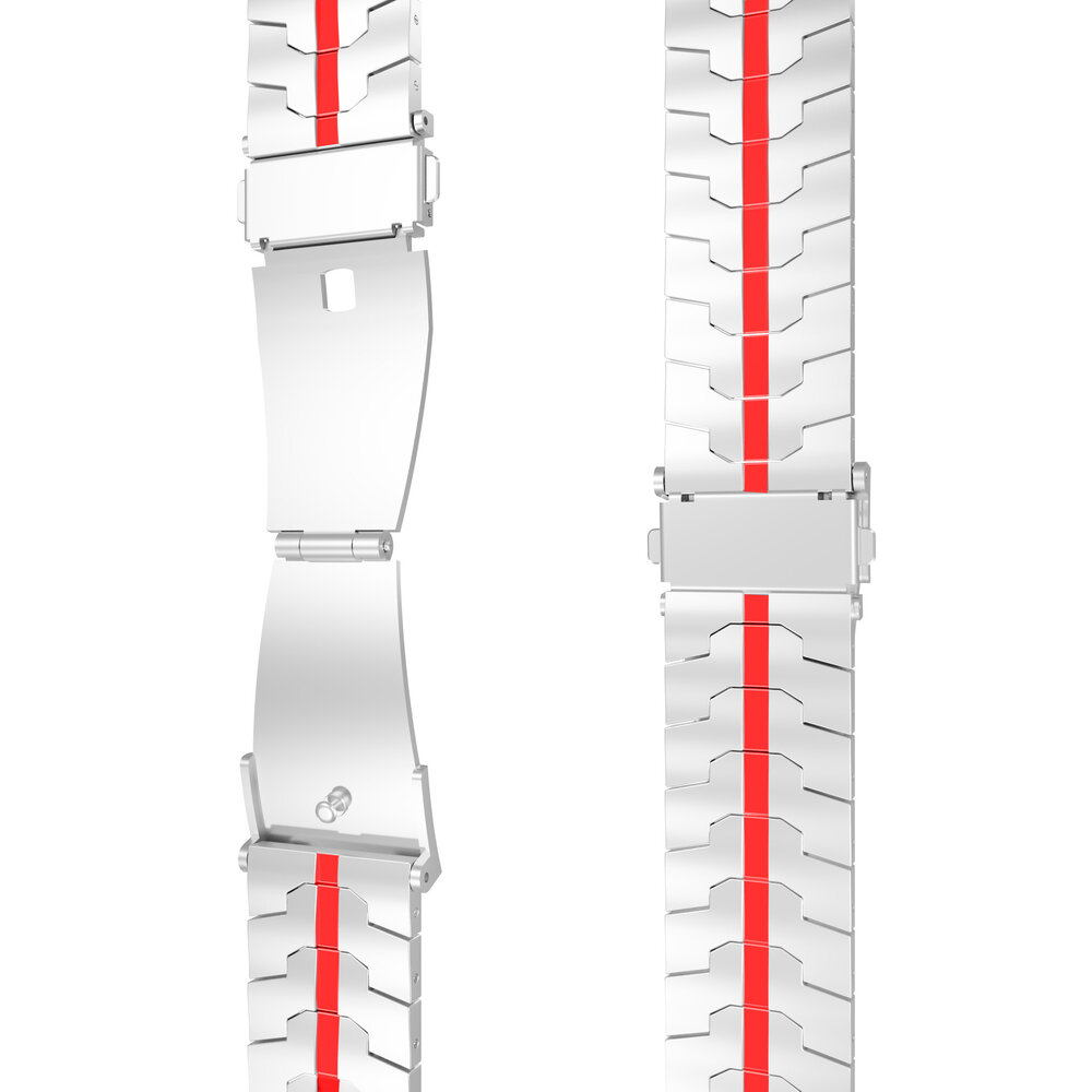 Strap-it Strap-it Bracelet acier fer Polar Grit X Pro (argent/rouge) Strap-it Strap-it Bracelet acier fer Polar Grit X Pro (argent/rouge)