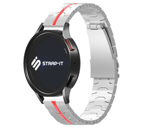 Strap-it Bracelet acier fer Huawei Watch GT 3 Pro 43mm (argent/rouge)