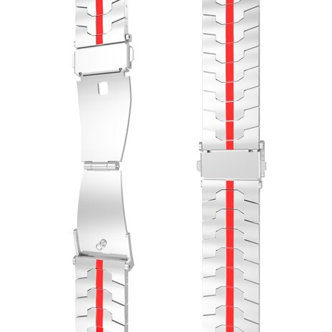 Strap-it Strap-it Bracelet acier fer Samsung Galaxy Watch Active (argent/rouge)