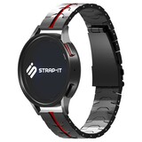 Strap-it Bracelet acier fer Samsung Gear Sport (noir/rouge)