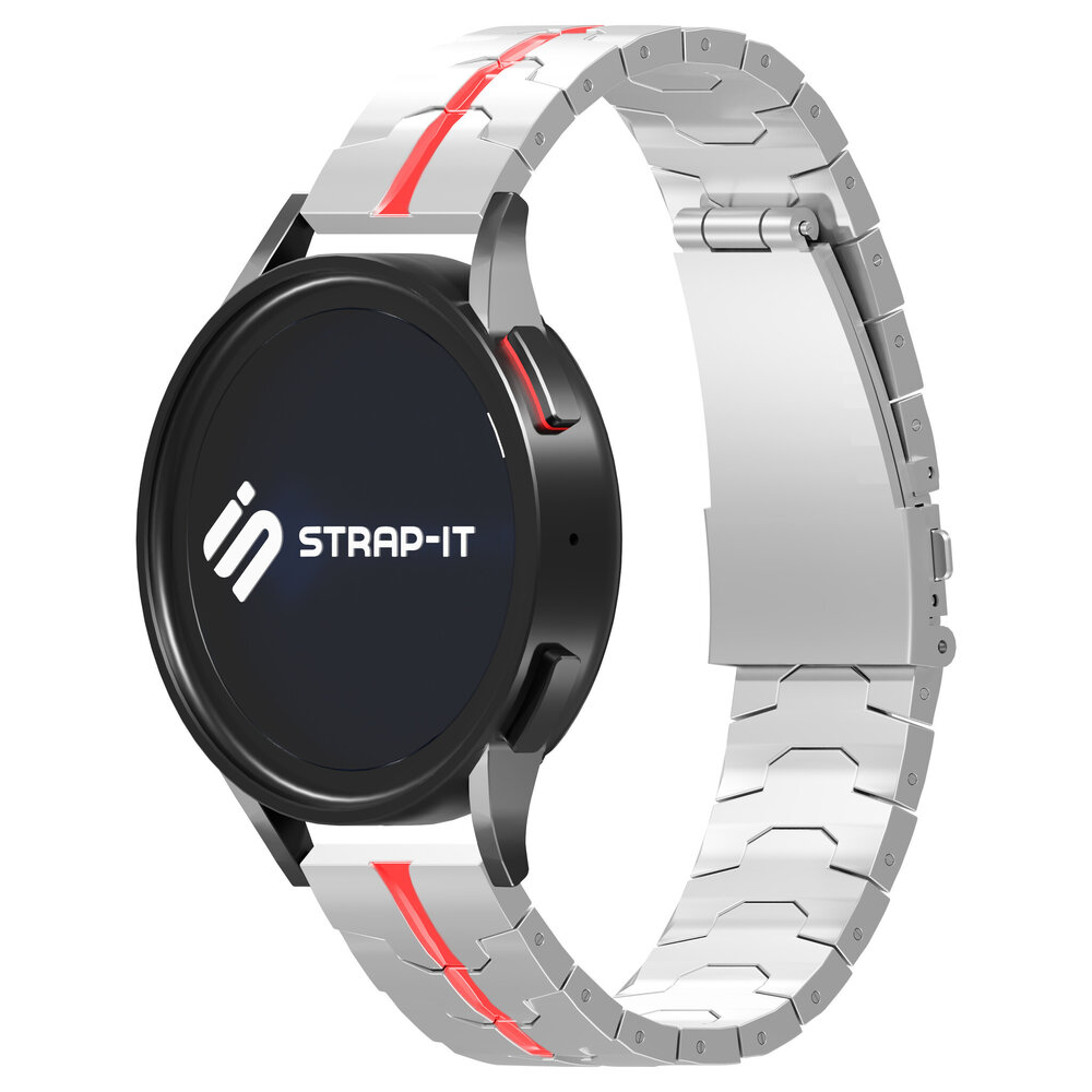 Strap-it Strap-it Bracelet acier fer Huawei Watch GT (argent/rouge) Strap-it Strap-it Bracelet acier fer Huawei Watch GT (argent/rouge)