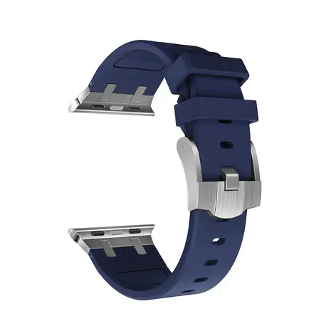 Strap-it Strap-it Bracelet silicone de luxe liquide Apple Watch (bleu avec argent)