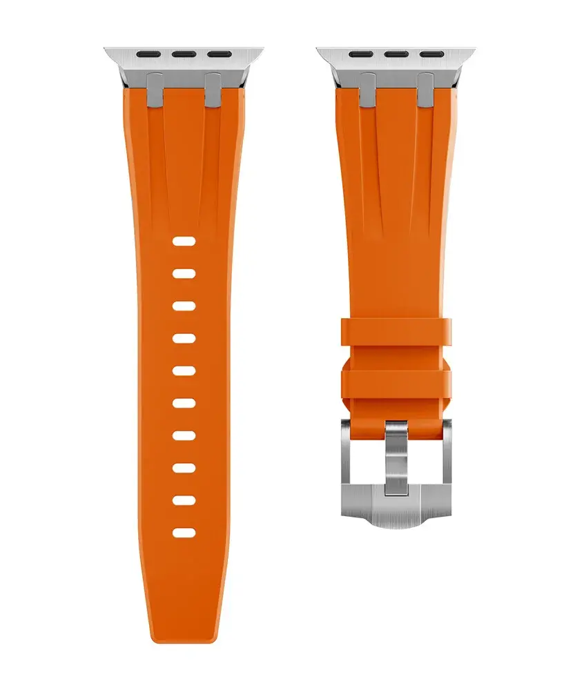 Strap-it Strap-it Bracelet silicone de luxe liquide Apple Watch (orange avec argent)