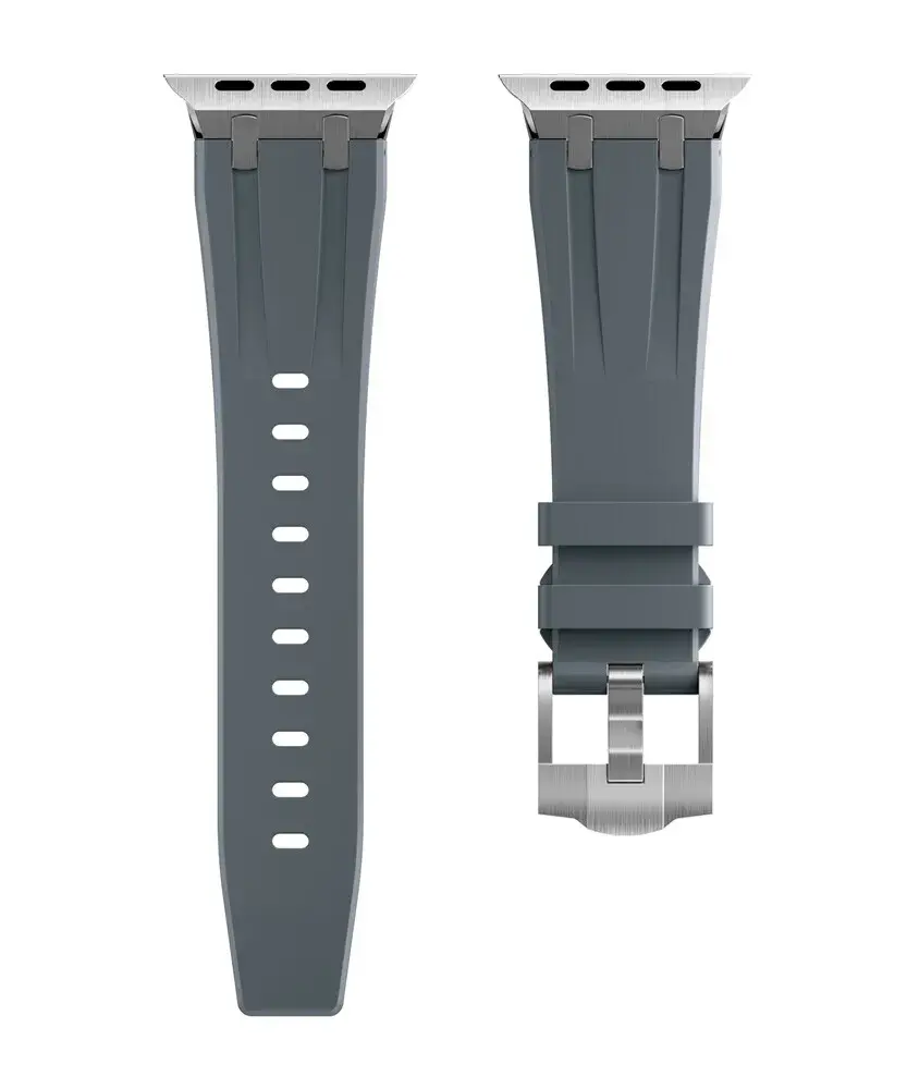 Strap-it Strap-it Bracelet silicone de luxe liquide Apple Watch (gris foncé avec argent)
