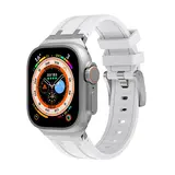 Strap-it Bracelet silicone de luxe liquide Apple Watch (blanc avec argent)