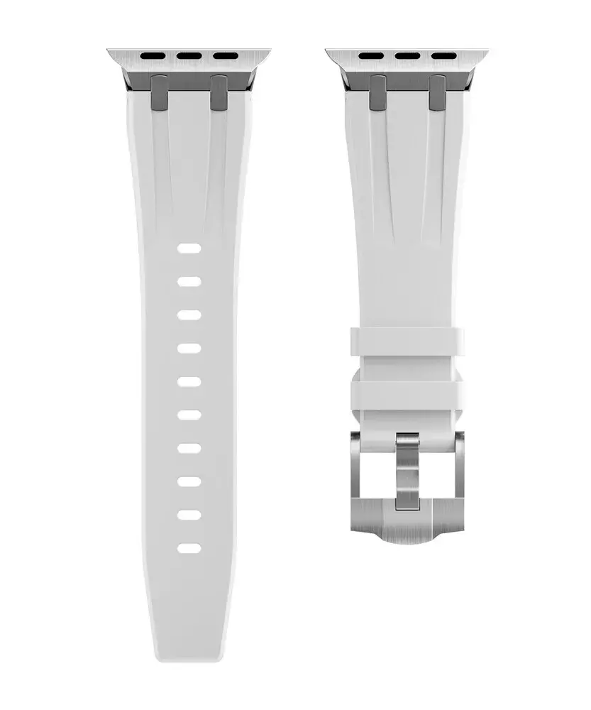 Strap-it Strap-it Bracelet silicone de luxe liquide Apple Watch (blanc avec argent)