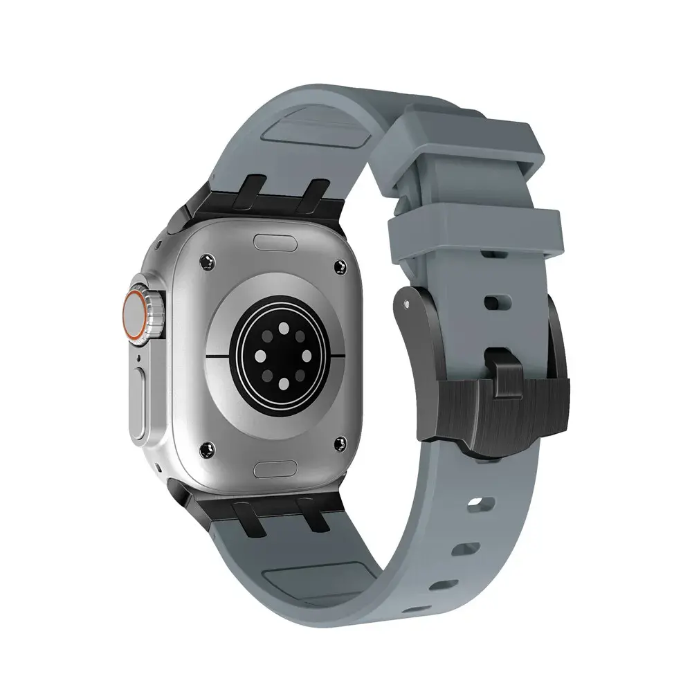 Strap-it Strap-it Bracelet silicone de luxe liquide Apple Watch (gris foncé avec noir)