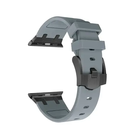 Strap-it Strap-it Bracelet silicone de luxe liquide Apple Watch (gris foncé avec noir)