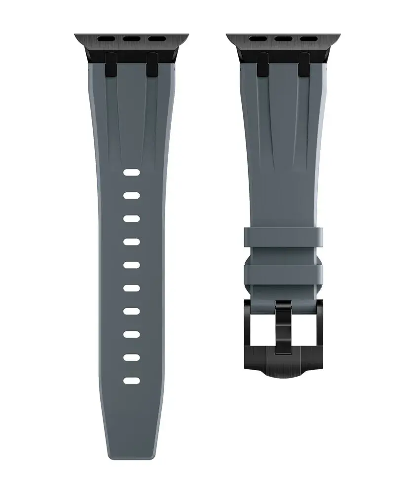 Strap-it Strap-it Bracelet silicone de luxe liquide Apple Watch (gris foncé avec noir)