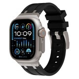 Strap-it Bracelet silicone de luxe liquide Apple Watch (noir avec titane)