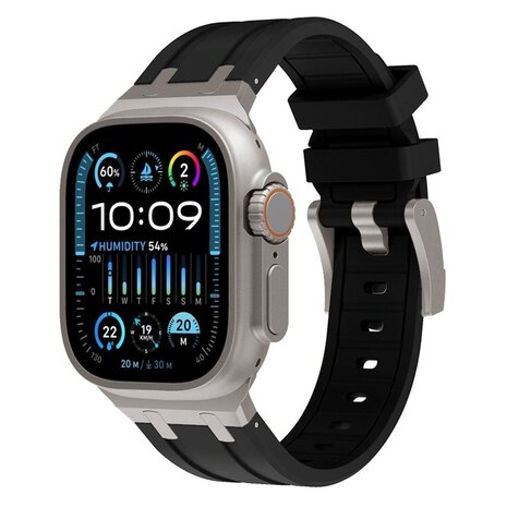 Strap-it Strap-it Bracelet silicone de luxe liquide Apple Watch (noir avec titane)