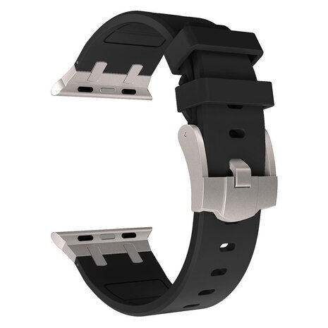 Strap-it Strap-it Bracelet silicone de luxe liquide Apple Watch (noir avec titane)
