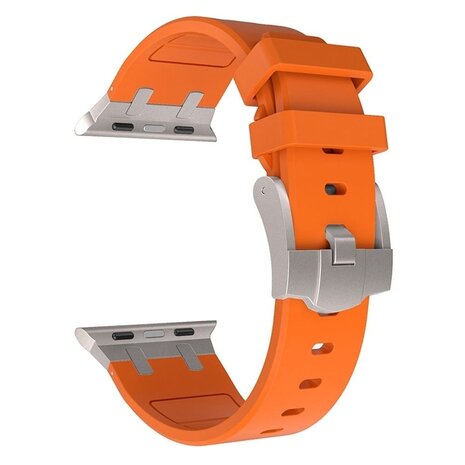 Strap-it Strap-it Bracelet silicone de luxe liquide Apple Watch (orange avec titane)