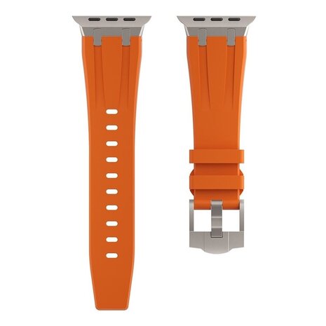 Strap-it Strap-it Bracelet silicone de luxe liquide Apple Watch (orange avec titane)