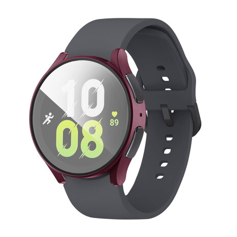 Strap-it Strap-it Coque rigide avec verre Samsung Galaxy Watch 5 44mm (bordeaux)