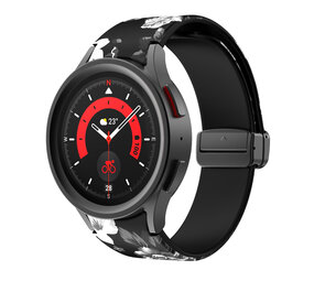 Strap-it Bracelet magnetique Grey Flower Samsung Galaxy Watch 5 Pro