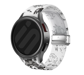 Strap-it Bracelet magnetique Transparent Flower Samsung Galaxy Watch 4 44mm