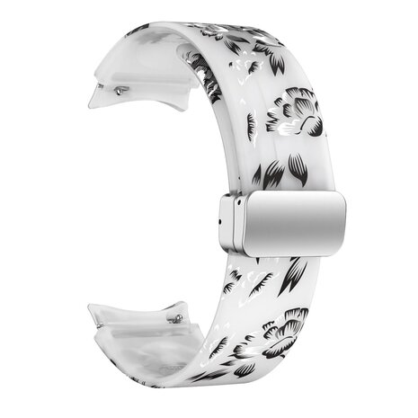 Strap-it Strap-it Bracelet magnetique Transparent Flower Samsung Galaxy Watch 4 Classic 42mm