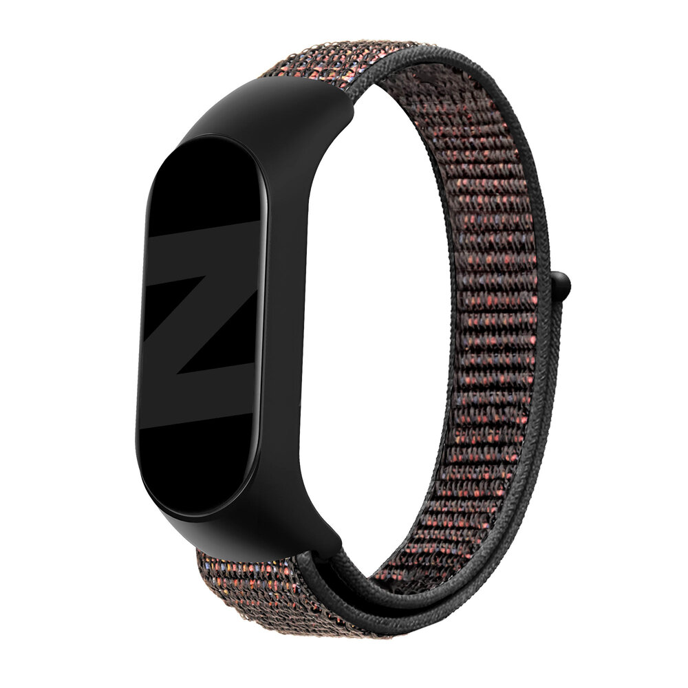 Bandz Strap-it Bandz Bracelet nylon loop Xaomi Mi Band 6 (noir melange)