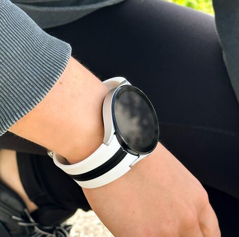 Strap-it Strap-it Bracelet magnétque sport Samsung Galaxy Watch 5 40mm (blanc/noir)