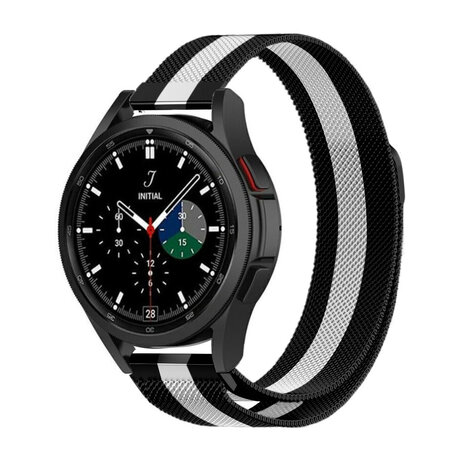 Strap-it Strap-it Bracelet Milanais Samsung Galaxy Watch 4 Classic 42mm (noir/blanc)