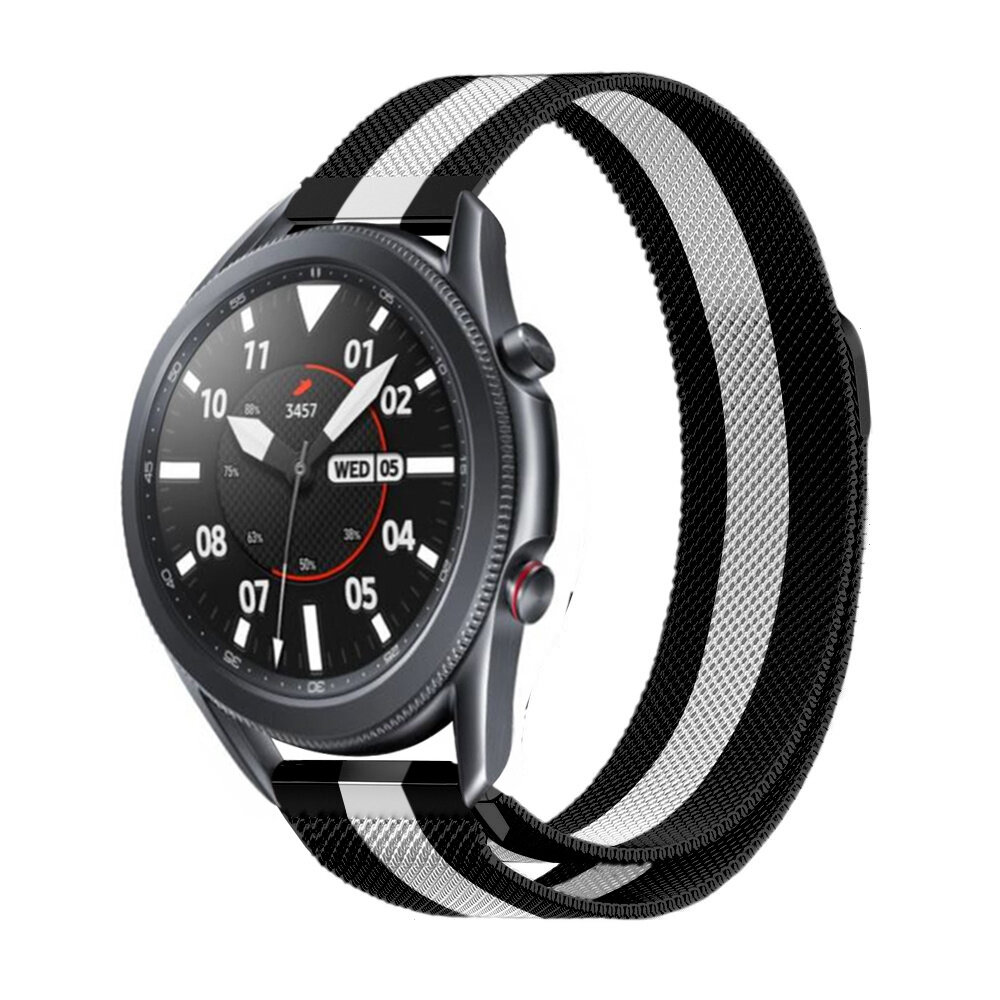 Strap-it Strap-it Bracelet Milanais Samsung Galaxy Watch 3 45mm (noir/blanc) Strap-it Strap-it Bracelet Milanais Samsung Galaxy Watch 3 45mm (noir/blanc)