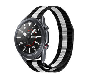 Strap-it Bracelet Milanais Samsung Galaxy Watch 3 45mm (noir/blanc) Strap-it Bracelet Milanais Samsung Galaxy Watch 3 45mm (noir/blanc)
