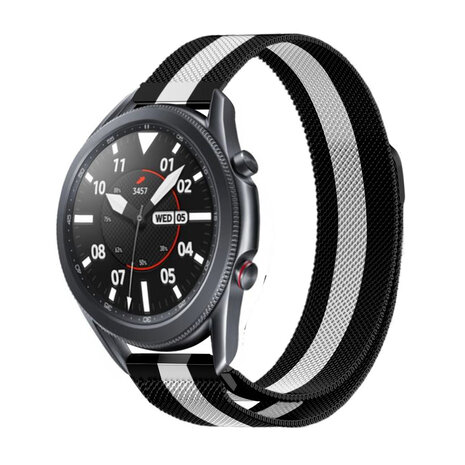 Strap-it Strap-it Bracelet Milanais Samsung Galaxy Watch 3 45mm (noir/blanc) Strap-it Strap-it Bracelet Milanais Samsung Galaxy Watch 3 45mm (noir/blanc)