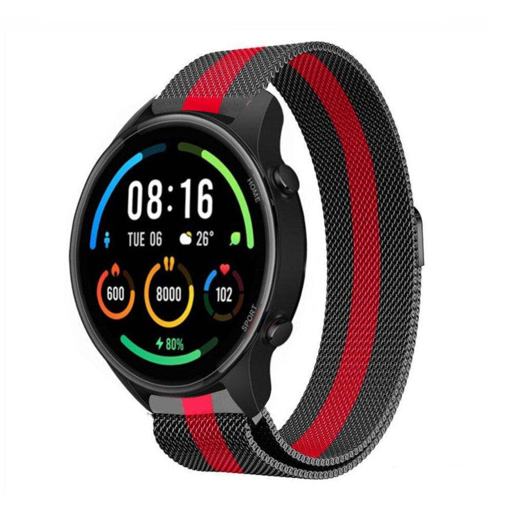 Strap-it Strap-it Bracelet Milanais Xiaomi Mi Watch (noir/rouge) Strap-it Strap-it Bracelet Milanais Xiaomi Mi Watch (noir/rouge)