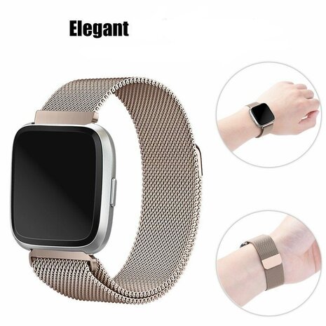 Strap-it Strap-it Bracelet Milanais Fitbit Versa (or champagne) Strap-it Strap-it Bracelet Milanais Fitbit Versa (or champagne)