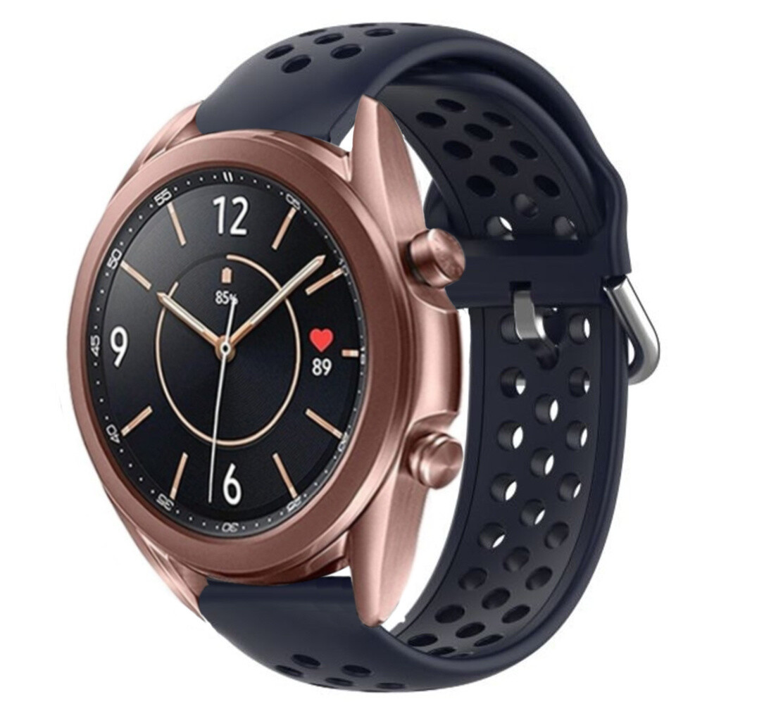 Strap-it Strap-it Bracelet silicone avec trous Samsung Galaxy Watch 3 41mm (bleu foncé)