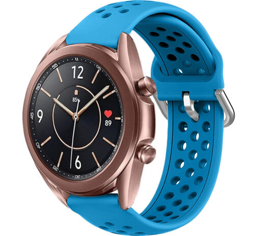 Strap-it Strap-it Bracelet silicone avec trous Samsung Galaxy Watch 3 41mm (bleu clair)